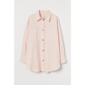 H&M Long Denim Shirt Jacket in Light‎ Pink - Size Small